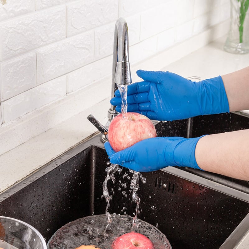 Vienkartinės nitrilinės pirštinės maisto pramonei, anti-slip, storis 0.2-0.3 mm, vientisas dizainas, privatūs ženklinimo sprendimai