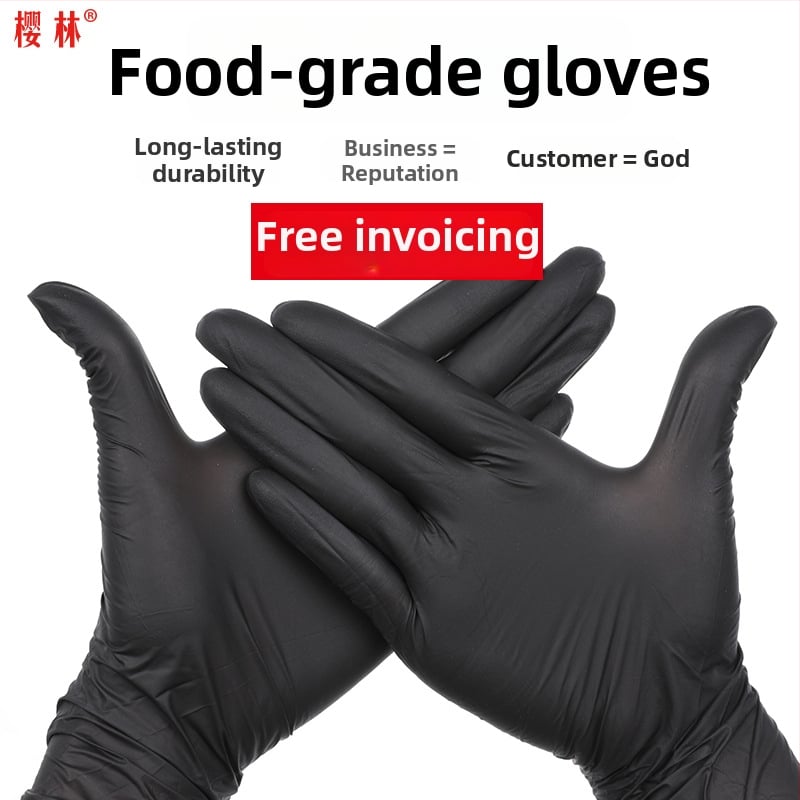 Vienkartinės nitrilinės pirštinės maisto pramonei, anti-slip, storis 0.2-0.3 mm, vientisas dizainas, privatūs ženklinimo sprendimai