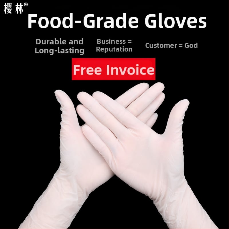 Vienkartinės nitrilinės pirštinės maisto pramonei, anti-slip, storis 0.2-0.3 mm, vientisas dizainas, privatūs ženklinimo sprendimai