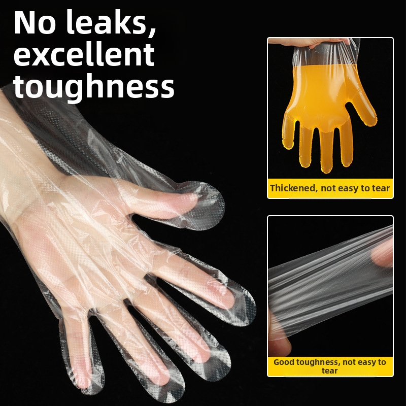 Vienreizējās plastmasas cimdi, caurspīdīgi, putekļu izturīgi, 2 gab. iepakojumā