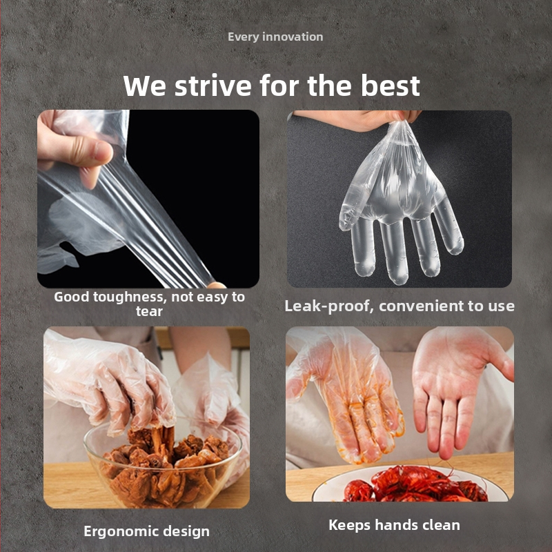 Vienreizējās plastmasas cimdi, caurspīdīgi, putekļu izturīgi, 2 gab. iepakojumā