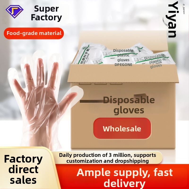 Vienkartinės pirštinės — maisto kokybės PE, 0,5 mil storio, neslidžios, atsparios aliejams