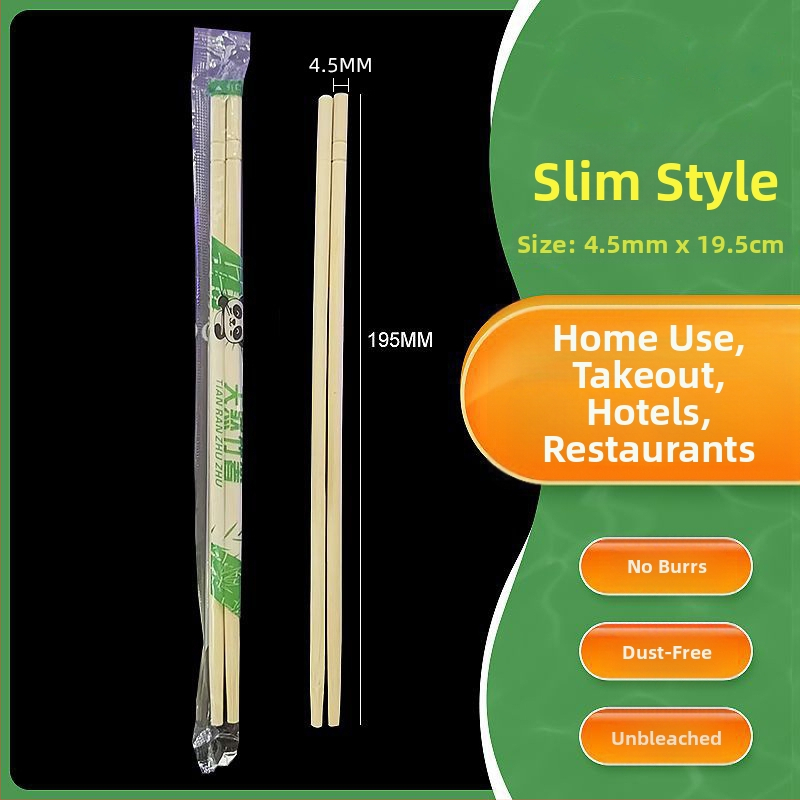 Vienkartinės lazdelės valgymui, atskirai įpakuotos, restoranams ir greitam maistui, 100 ar 200 porų pakavimas, biologiškai skaidžios