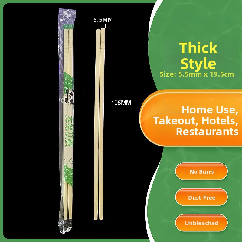 Vienkartinės lazdelės valgymui, atskirai įpakuotos, restoranams ir greitam maistui, 100 ar 200 porų pakavimas, biologiškai skaidžios