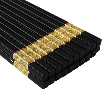 Ötvözetes evőpálcikák készlet, 10 pár, csúszásmentes, sterilizálható, gépi polírozott felület, szállodák és otthoni használatra