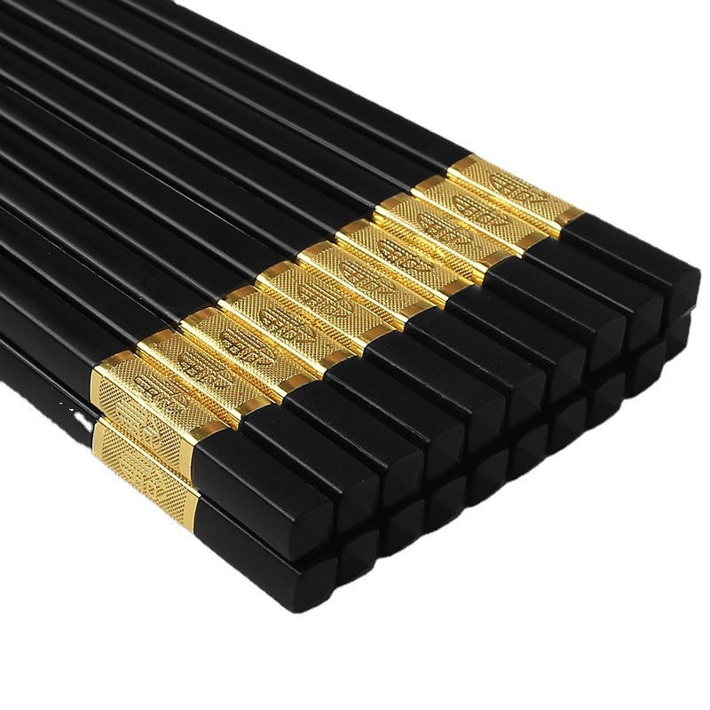 Ötvözetes evőpálcikák készlet, 10 pár, csúszásmentes, sterilizálható, gépi polírozott felület, szállodák és otthoni használatra