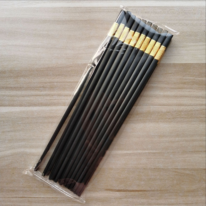 Ötvözetes evőpálcikák készlet, 10 pár, csúszásmentes, sterilizálható, gépi polírozott felület, szállodák és otthoni használatra