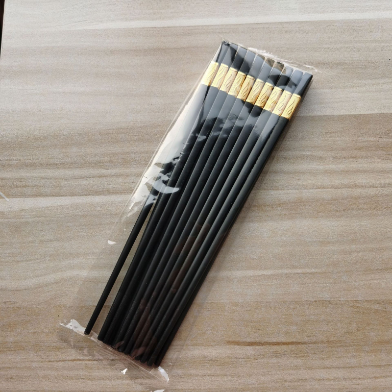 Ötvözetes evőpálcikák készlet, 10 pár, csúszásmentes, sterilizálható, gépi polírozott felület, szállodák és otthoni használatra