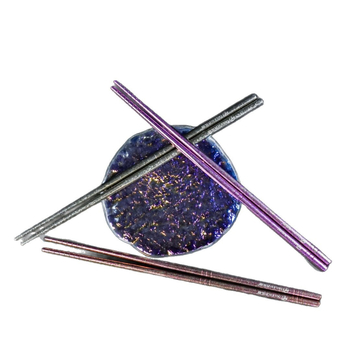 Set štapića za jelo od čistog titana s kutijom za poklon – uzorak Ledeni cvijet, moderan jednostavan stil, poliranje vodom, mogućnost prilagodbe