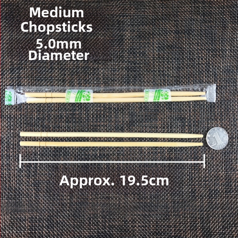 Vienkartinės bambuko lazdelės, higieniškas apvalus dizainas, 50 vnt., atsparios aukštoms temperatūroms, atskirai pakuotos