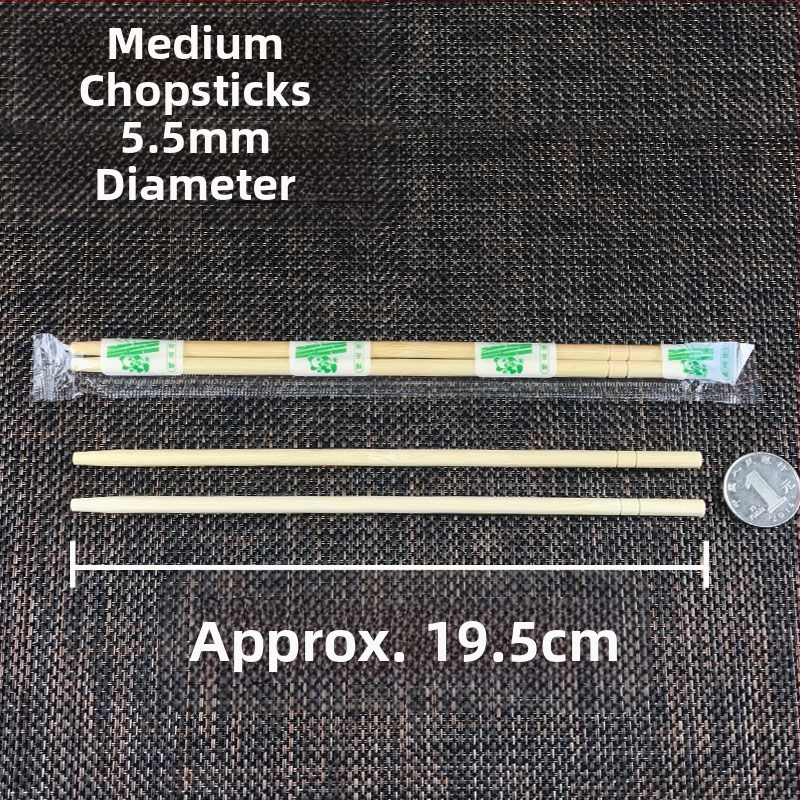 Vienkartinės bambuko lazdelės, higieniškas apvalus dizainas, 50 vnt., atsparios aukštoms temperatūroms, atskirai pakuotos