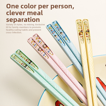 Štapići za jelo od legure, set od 4 para, antibakterijski, otporni na plijesan i protuklizni, sladak karikaturni stil