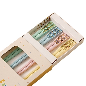 Štapići za jelo od legure, set od 4 para, antibakterijski, otporni na plijesan i protuklizni, sladak karikaturni stil