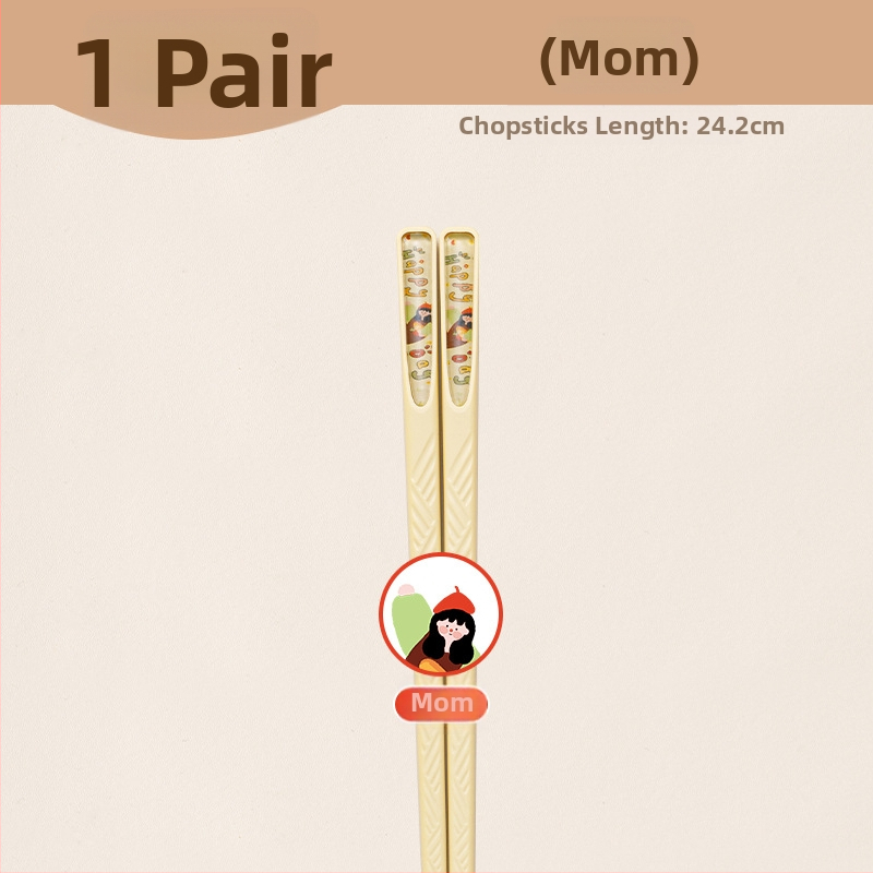 Štapići za jelo od legure, set od 4 para, antibakterijski, otporni na plijesan i protuklizni, sladak karikaturni stil