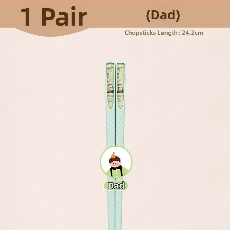 Štapići za jelo od legure, set od 4 para, antibakterijski, otporni na plijesan i protuklizni, sladak karikaturni stil