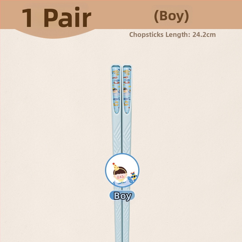 Štapići za jelo od legure, set od 4 para, antibakterijski, otporni na plijesan i protuklizni, sladak karikaturni stil