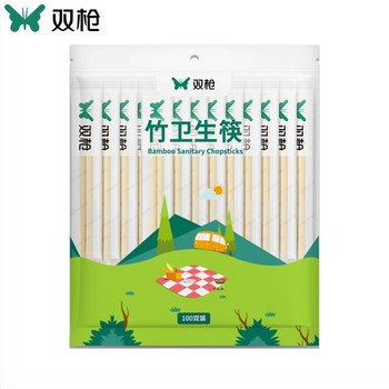 Double Gun vienkartinės bambuko lazdelės, karbonizuotos, apvalios, keturių dalių rinkinys, atskirose pakuotėse