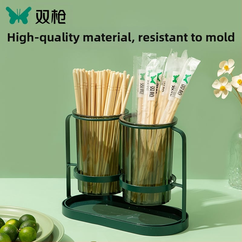 Double Gun vienkartinės bambuko lazdelės, karbonizuotos, apvalios, keturių dalių rinkinys, atskirose pakuotėse