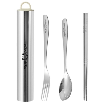 Nerūdijančio plieno nešiojamas 3 dalių stalo įrankių rinkinys – šaukštas, šakutė ir lazdelės, 304 nerūdijantis plienas, veidrodinis poliravimas, Ins stilius