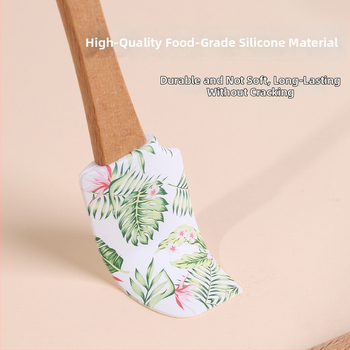 Silikoninių spatulių rinkinys su medinėmis rankenomis kepimui