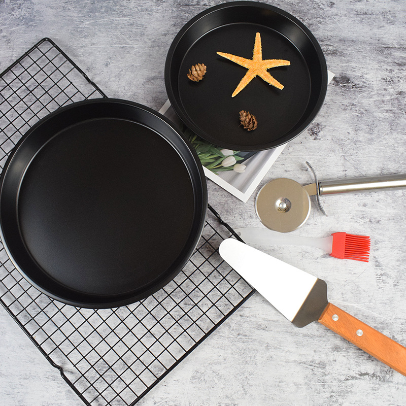 Set pladnjeva za pečenje pizze i kolača, okrugle, od karbonskog čelika s neprijanjajućim premazom