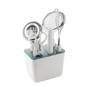 Zhituo nerūdijančio plieno 6 dalių kepimo įrankių rinkinys su baze, kiaušinių plakiklis, miltų sietas, kiaušinių sietelis, vaisių peilis ir žirklės