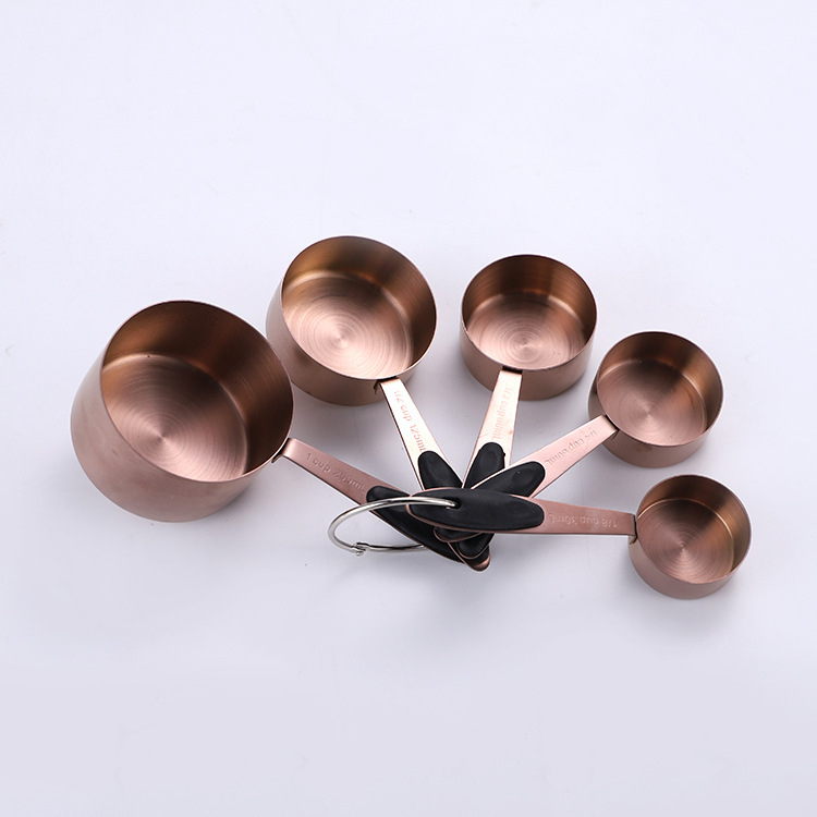 Chef nerūdijančio plieno matavimo puodelių ir šaukštų rinkinys su silikono rankenomis, 10 dalių virtuvės kepimui