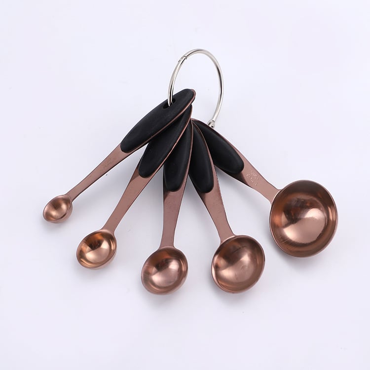 Chef nerūdijančio plieno matavimo puodelių ir šaukštų rinkinys su silikono rankenomis, 10 dalių virtuvės kepimui