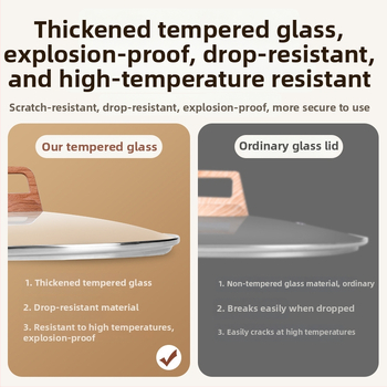 Weixiang universalus stiklinis dangtis puodams ir wokams – storas dangtis, atsparus aukštoms temperatūroms