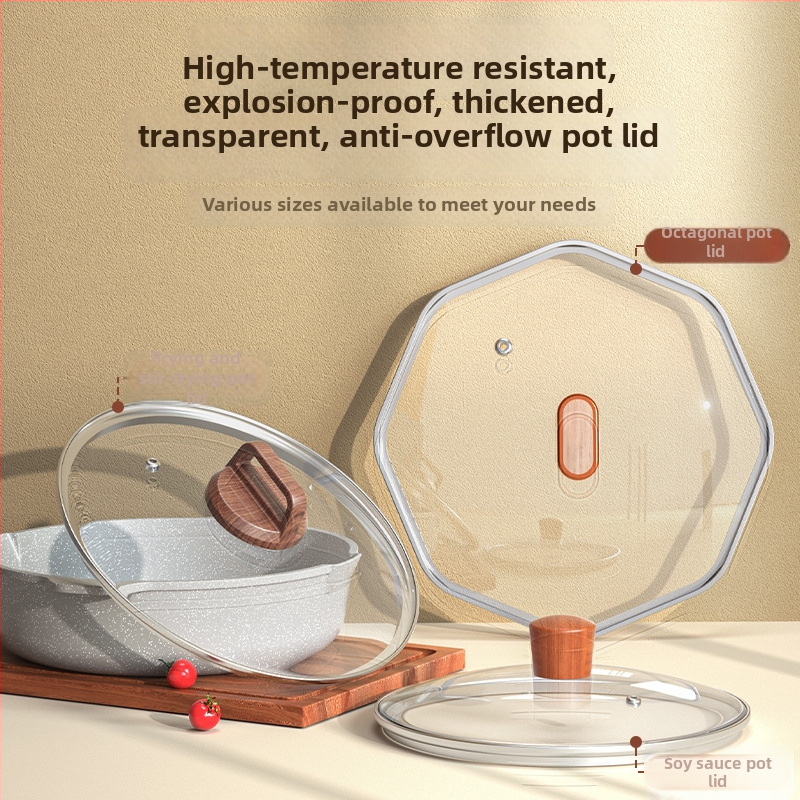 Weixiang universalus stiklinis dangtis puodams ir wokams – storas dangtis, atsparus aukštoms temperatūroms