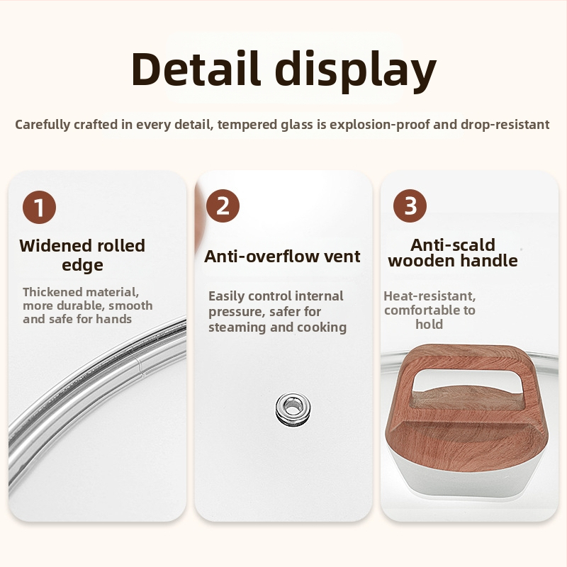 Weixiang universalus stiklinis dangtis puodams ir wokams – storas dangtis, atsparus aukštoms temperatūroms