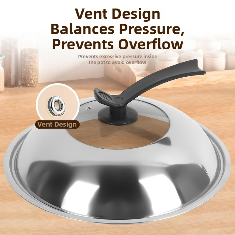 Nerūdijančio plieno puodo dangtis; storesnis stiklo dangtelis; skaidrus derinimo dangtelis (Medžiaga: Nerūdijantis plienas; Modelis: Kombinacinis dangtis; Svoris: 365 g; Stilius: Modernus paprastas)