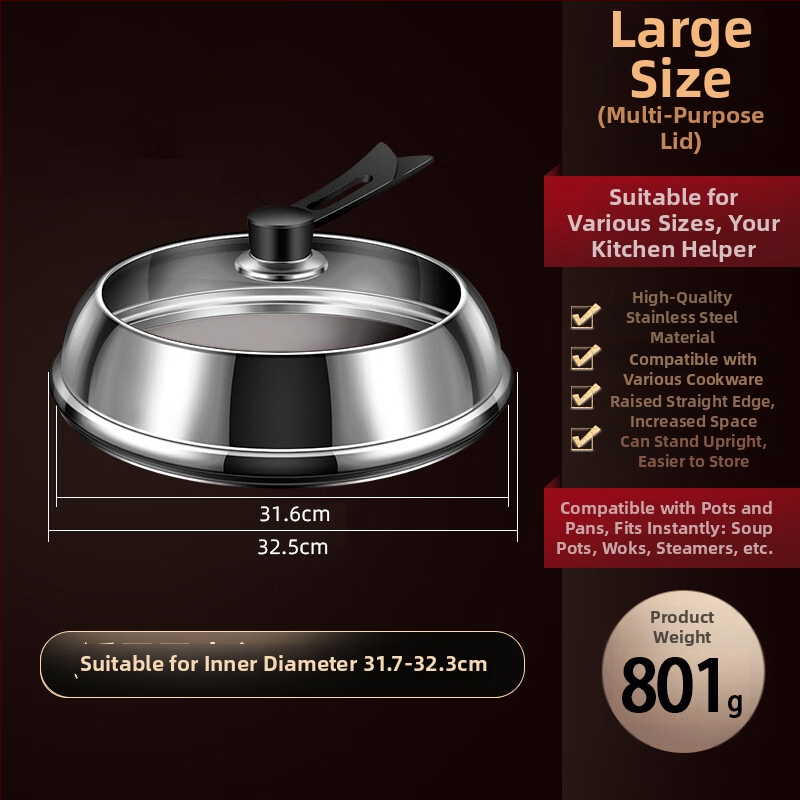 Nerūdijančio plieno puodo dangtis su skaidriu stiklu, iškilusio dizaino, izoliota medinė rankena, 970 g