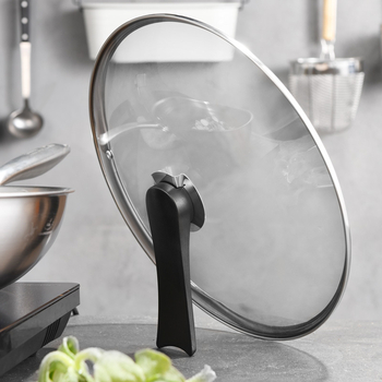 Combach stiklo dangtelis wokui ir keptuvei – skaidrus, apvalus, su rankena, grūdintas stiklas