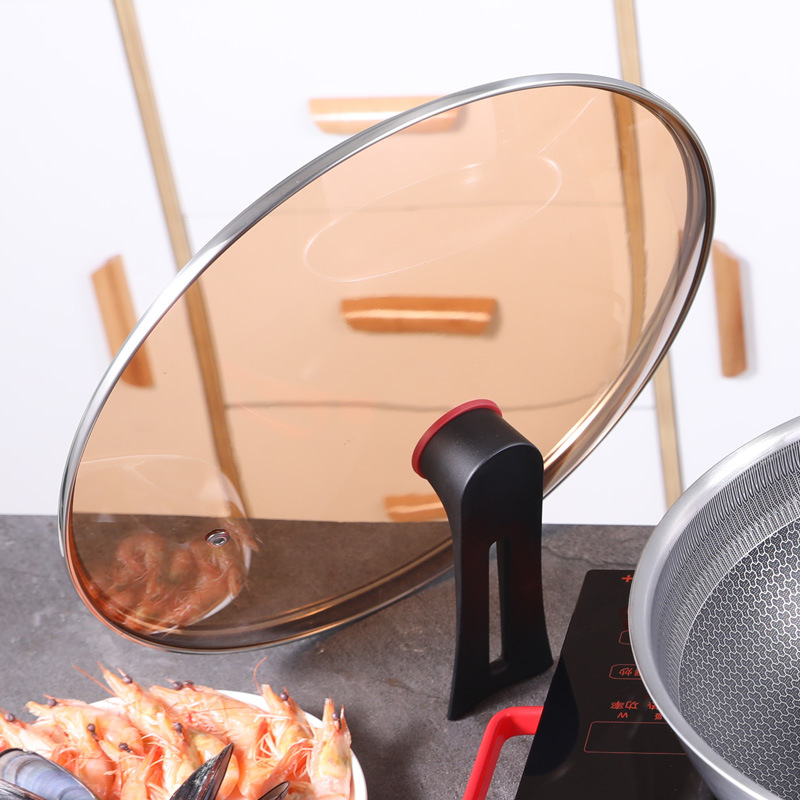 Combach stiklo dangtelis wokui ir keptuvei – skaidrus, apvalus, su rankena, grūdintas stiklas