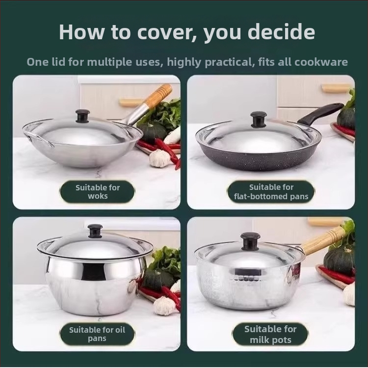 Nerūdijančio plieno dangtelis puodui ir wok, universalus, modelis Regular Fit, prekės ženklas Friendly