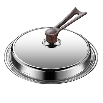 Apskrito dangtelio iš kalinto stiklo wokui, nerūdijančio plieno konstrukcija, atsparus aukštoms temperatūroms, universalus