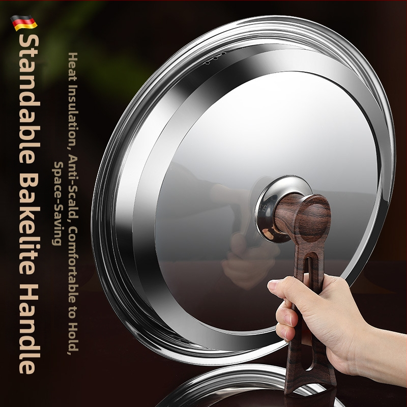 Apskrito dangtelio iš kalinto stiklo wokui, nerūdijančio plieno konstrukcija, atsparus aukštoms temperatūroms, universalus