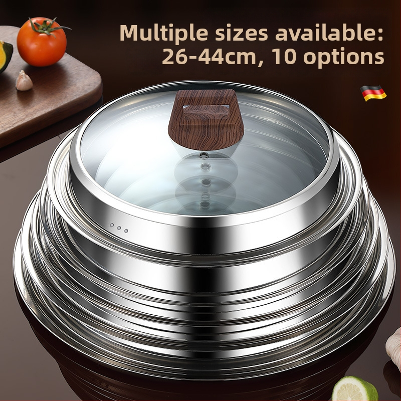 Apskrito dangtelio iš kalinto stiklo wokui, nerūdijančio plieno konstrukcija, atsparus aukštoms temperatūroms, universalus