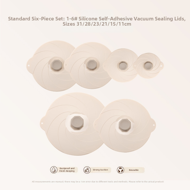 Keidason silikoniniai vakuuminiai dangteliai šviežumo išsaugojimui, šešių dalių rinkinys