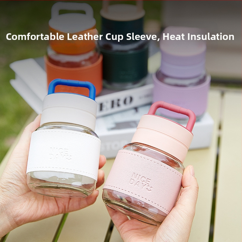 Стъклена чаша за ръчна употреба — модерен минималистичен стил, еднослойна конструкция, печат на лого