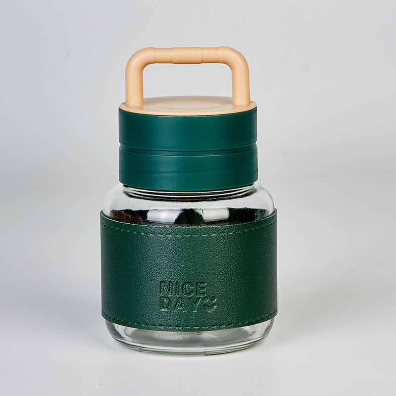 Стъклена чаша за ръчна употреба — модерен минималистичен стил, еднослойна конструкция, печат на лого