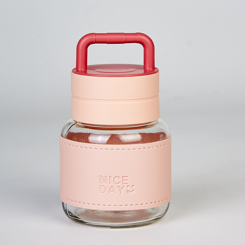 Стъклена чаша за ръчна употреба — модерен минималистичен стил, еднослойна конструкция, печат на лого