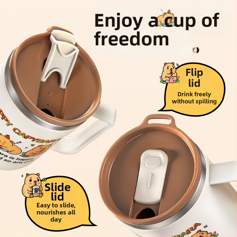 304 nerūdijančio plieno puodelis, atsparus lūžimui, karikatūrų stiliaus dizainas, biurui ir arbatai/kavai