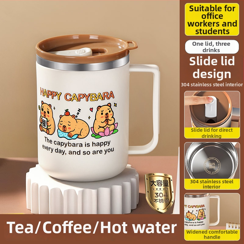 304 nerūdijančio plieno puodelis, atsparus lūžimui, karikatūrų stiliaus dizainas, biurui ir arbatai/kavai