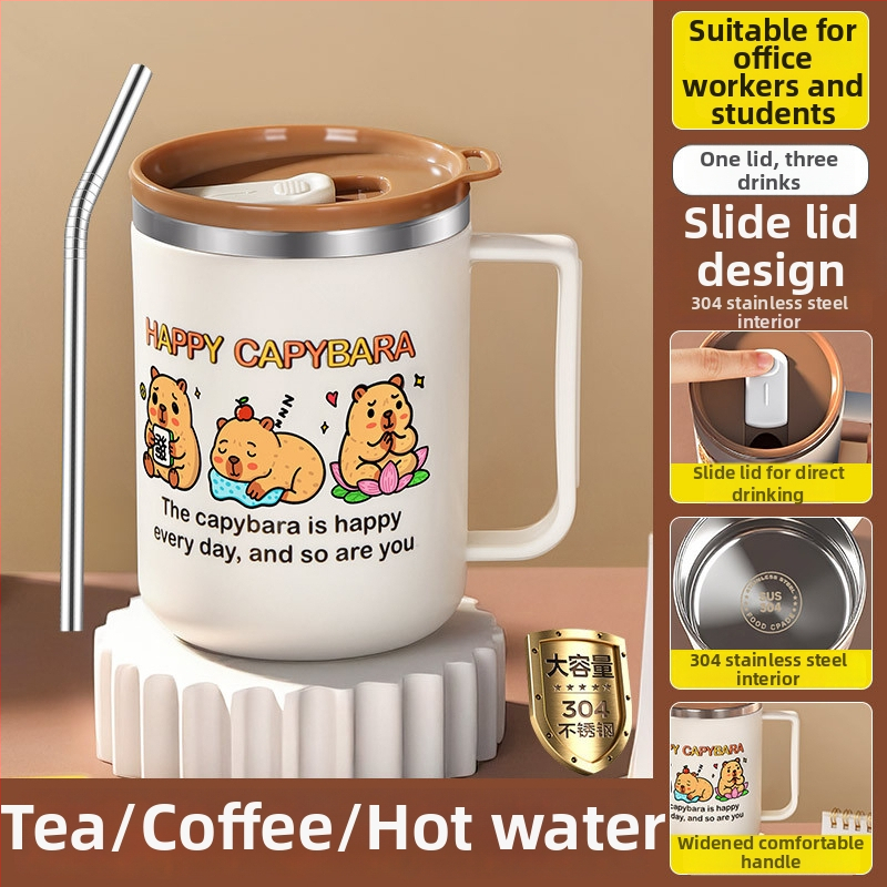 304 nerūdijančio plieno puodelis, atsparus lūžimui, karikatūrų stiliaus dizainas, biurui ir arbatai/kavai