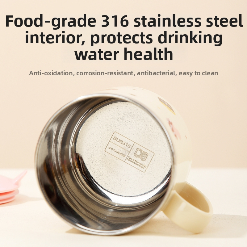 One Wheat 316 nerūdijančio plieno vaikų pieno puodelis – mielas stilius, atspari kritimams