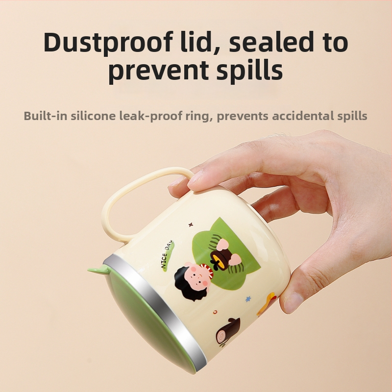 One Wheat 316 nerūdijančio plieno vaikų pieno puodelis – mielas stilius, atspari kritimams