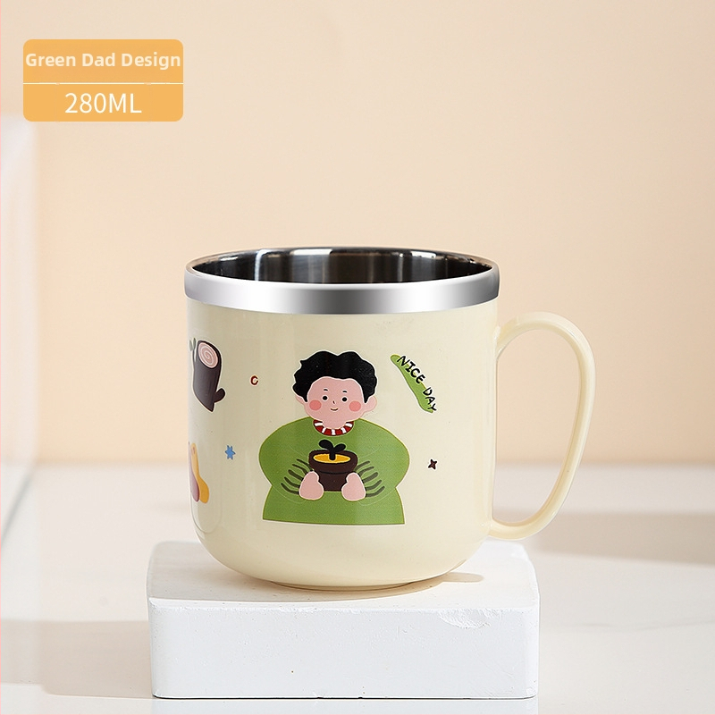 One Wheat 316 nerūdijančio plieno vaikų pieno puodelis – mielas stilius, atspari kritimams