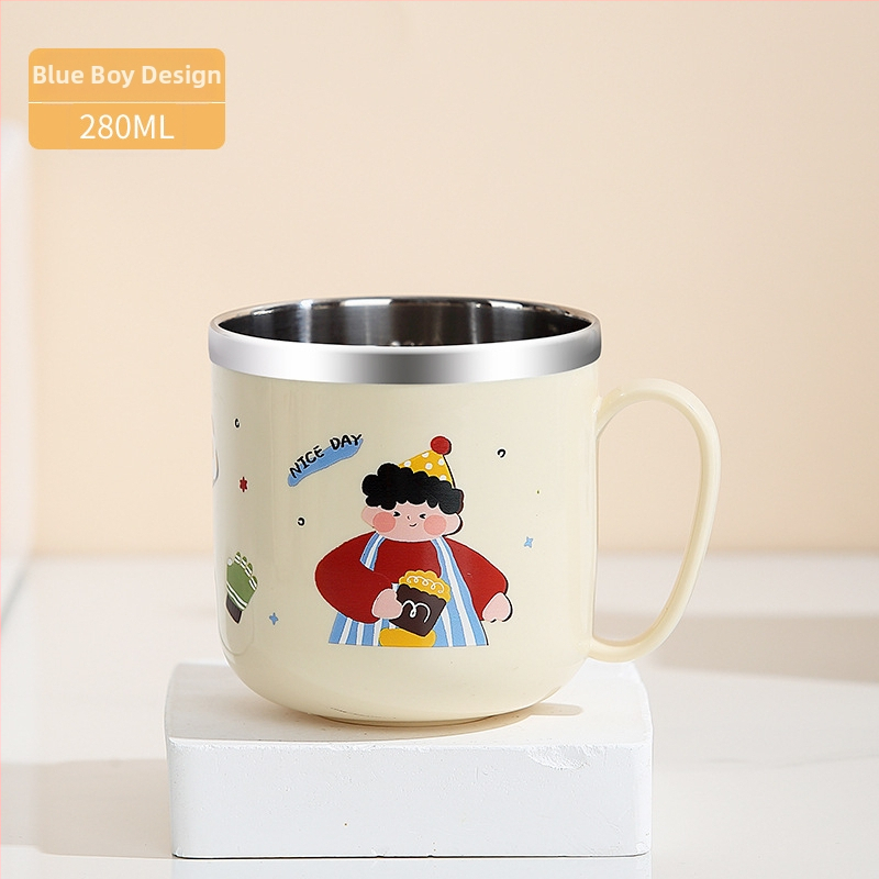 One Wheat 316 nerūdijančio plieno vaikų pieno puodelis – mielas stilius, atspari kritimams